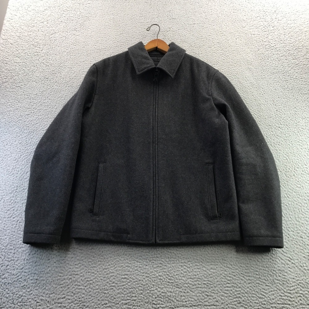 Banana Republic Jacket Mens Small Gray Heather Wool Blend Full Zip Collar Classi
